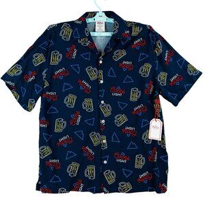 Coors Light Men's Neon Signs Coors Short Sleeve Navy Shirt Size Medium NWT